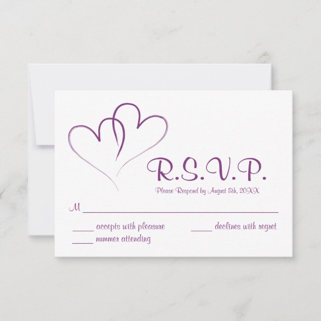 Zwei Herzen verwoben Wedding RSVP Card Karte (Vorderseite)