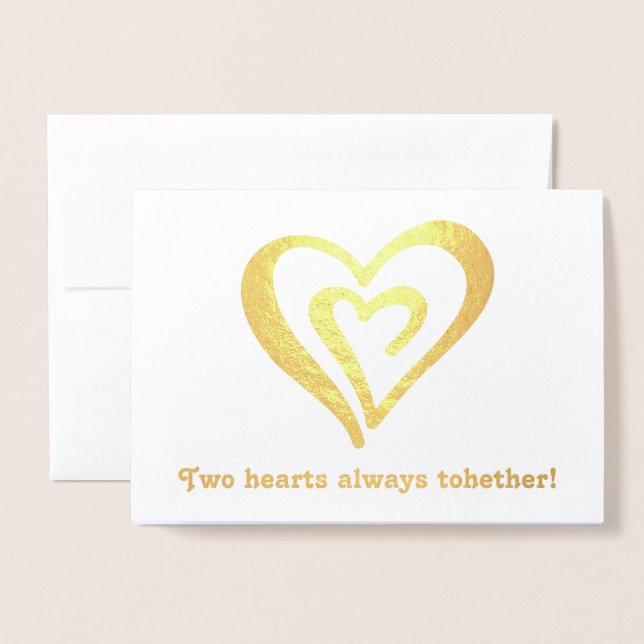 Zwei Herzen zusammen Valentinstag Folienkarte (Vorderseite mit Umschlag)