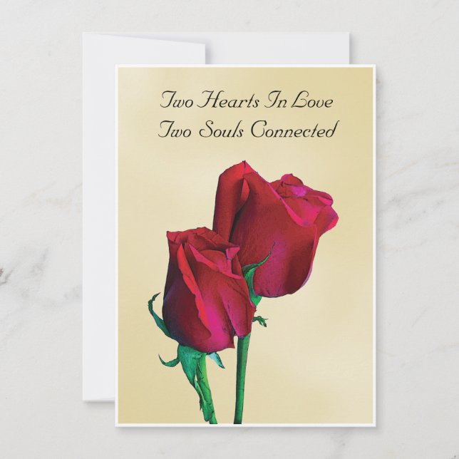 Zwei Herzen Zwei Soule Rose Hochzeit Einladung (Vorderseite)