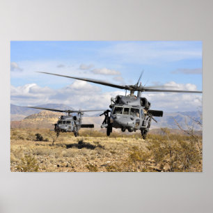 Zwei HH-60 Pavehawk Hubschrauber, die zu lan sich Poster
