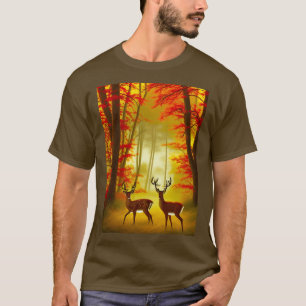 Zwei Hirsche in einem Herbstwald / Wald T-Shirt