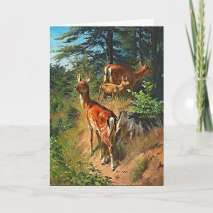 Zwei Hirsche und Niedliche Tiere in der Waldblankk Karte