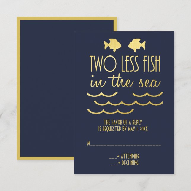 Zwei Hochzeiten mit Royal Blue Gold RSVP Karte (Vorne/Hinten)