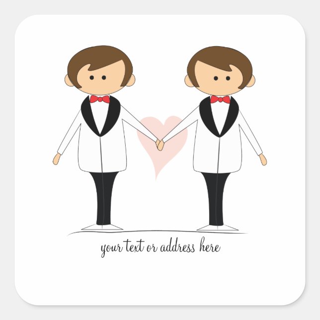 Zwei Hochzeitsklammern Quadratischer Aufkleber (Vorderseite)