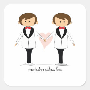 Zwei Hochzeitsklammern Quadratischer Aufkleber