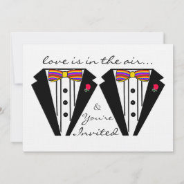 Zwei Hochzeitsräume mit Rainbow Bow Krawatte Einladung
