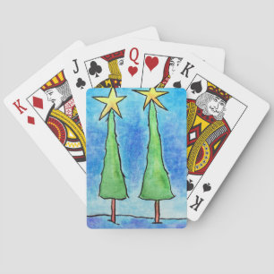Zwei hohe Weihnachtsbäume Spielkarten