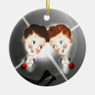 Zwei homosexuelle Mann-Paare in Keramik Ornament