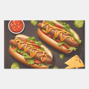 Zwei Hotdog Rechteckiger Aufkleber