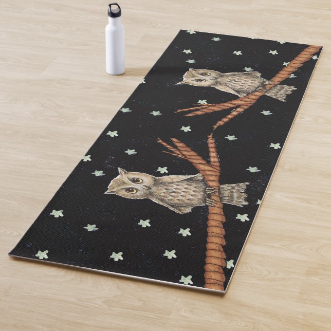 Zwei Hübsche Brown Owls auf Branch Blue Necklace S Yogamatte (Beispiel)