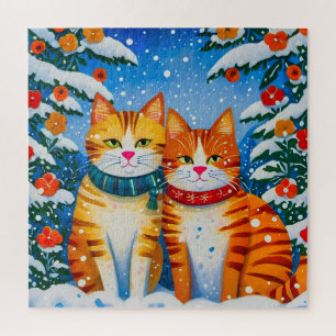 Zwei hübsche orange-weiße Katzen