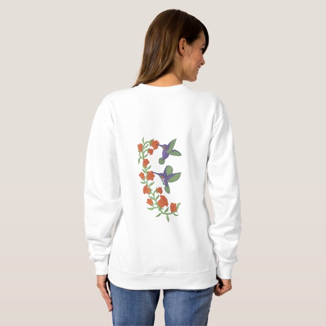 Zwei Hummingvögel Besticktes Sweatshirt (Schwarz voll)