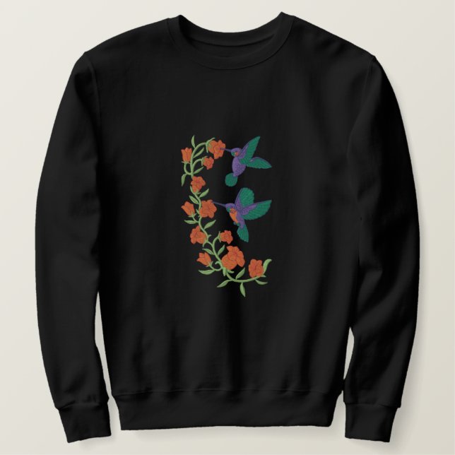 Zwei Hummingvögel Besticktes Sweatshirt (Design vorne)