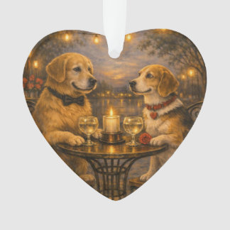 Zwei Hunde auf einem Date • Acryl-Herzanhänger Ornament