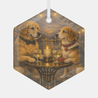 Zwei Hunde bei einem gemütlichen Date • Glas-Sechs Ornament Aus Glas