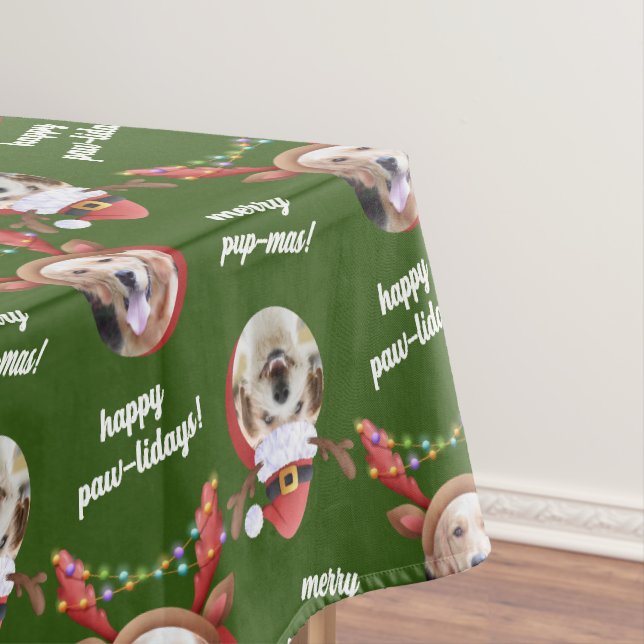 Zwei Hunde Foto Frohe Weihnachten Klein + Mittel Tischdecke (Beispiel)