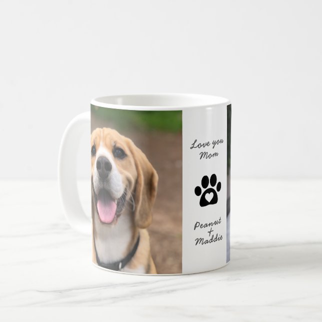 Zwei Hunde Foto Haustiere Namen Liebe Mama Kaffee  Kaffeetasse (Vorderseite Links)