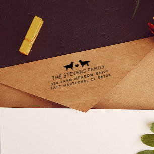 Zwei Hunde Herzname und Anschrift Permastempel