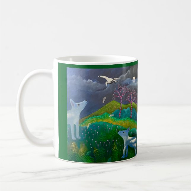 Zwei Hunde Nacht Kaffeetasse (Links)