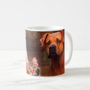 Zwei Hunde und eine Katze Kaffeetasse