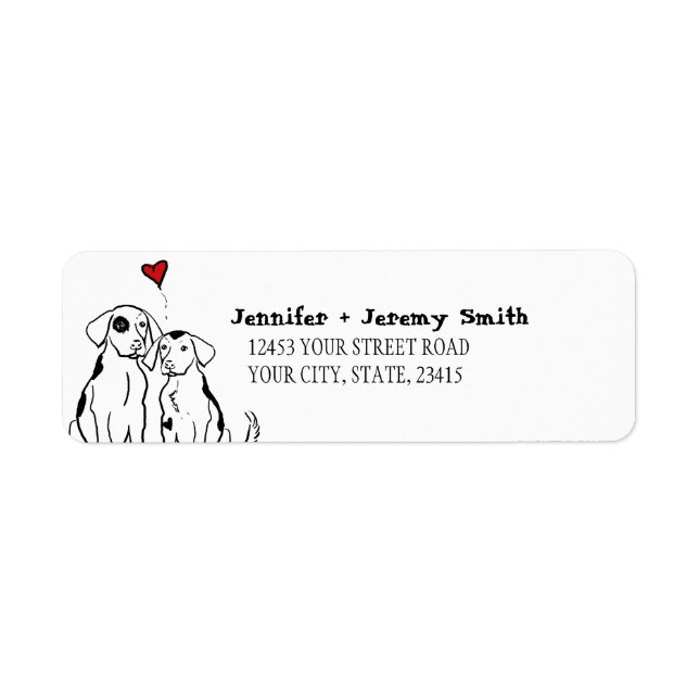 zwei Hunde Welpe-Liebe-Rückgabeadresse-Label (Vorne)
