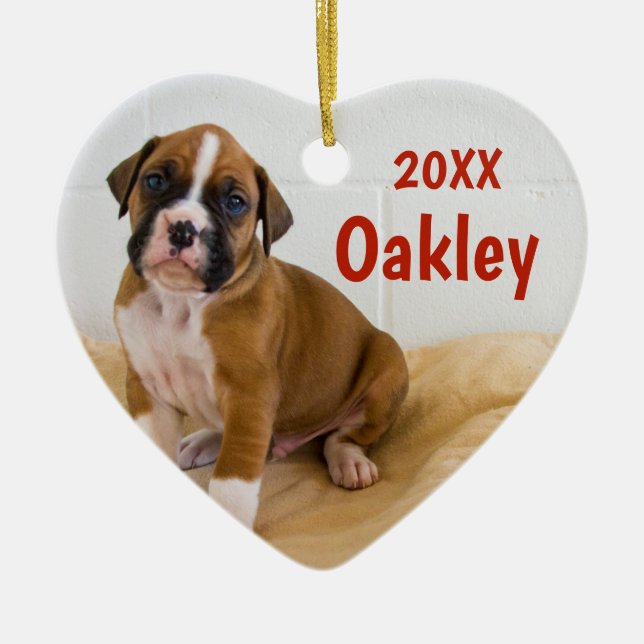 Zwei Hundedoppelseitige Weihnachtshundeverzierung Keramik Ornament (Vorne)