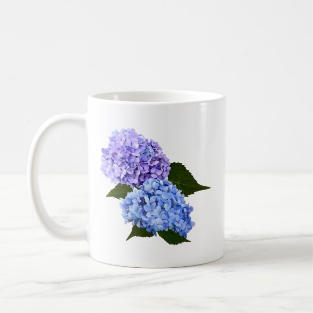Zwei Hydrangea Lavender und Blau Kaffeetasse (Links)