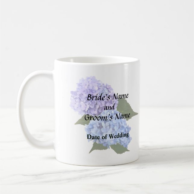 Zwei Hydrangea Lavender und Blau Kaffeetasse (Links)