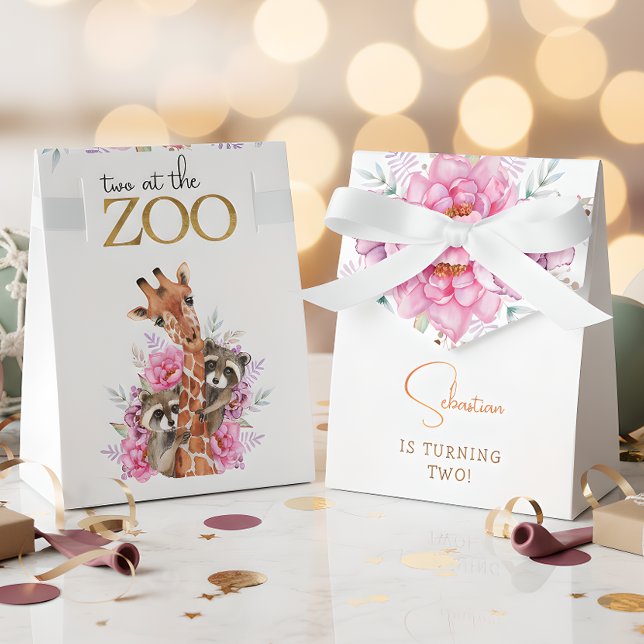 Zwei im Zoo Safari Tiere Kindergeburtstag Party Geschenkschachtel (Von Creator hochgeladen)