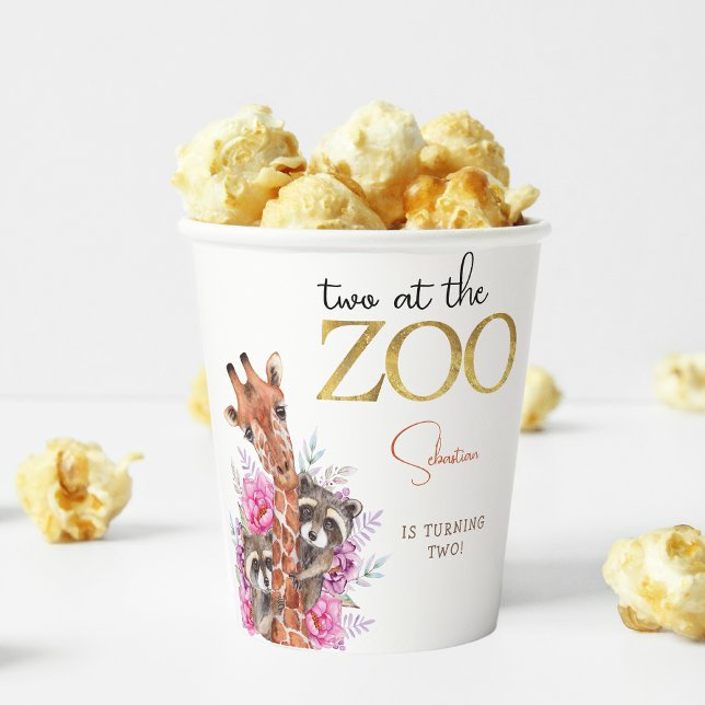 Zwei im Zoo Safari Tiere Kindergeburtstag Party Pappbecher (Von Creator hochgeladen)