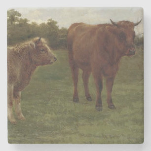 Zwei in einem Feld Stehende Kühe (von Rosa Bonheur Steinuntersetzer
