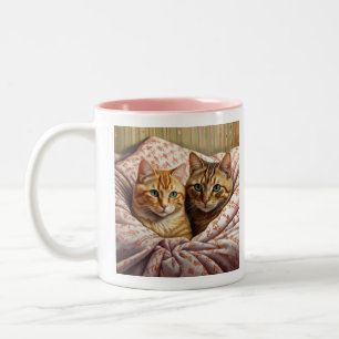 Zwei Ingwerkatzen hübsch Zweifarbige Tasse