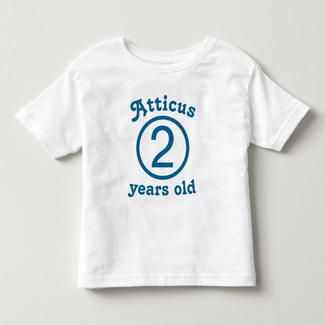 Zwei Jahre alt Personalisiert blau Kleinkind T-shirt (Vorderseite)