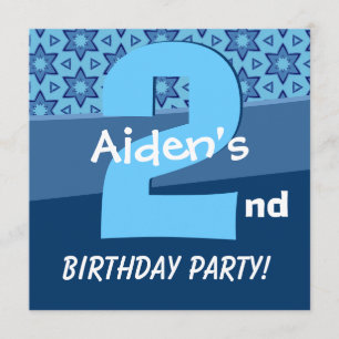 Zwei Jahre alte Birthday Blue Stars für Boy W724 Einladung