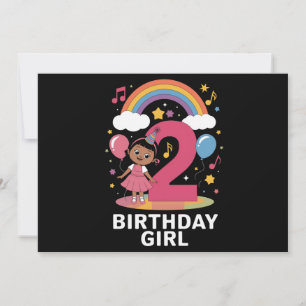 Zwei Jahre altes Geburtstag Mädchen Süß 2. Geburts Einladung