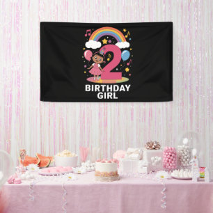 Zwei Jahre altes Geburtstagsmädchen Süßes 2. Gebur Banner