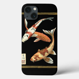 Zwei Japaner Koi Goldfisch auf schwarzem title_seo2