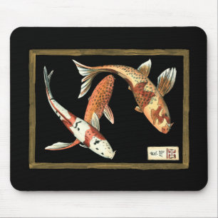 Zwei Japaner Koi Goldfisch auf schwarzem Mousepad