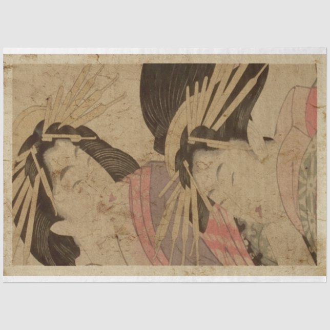Zwei japanische Frauen Traditioneller Ukiyo-Stil Seidenpapier (Vorderseite)
