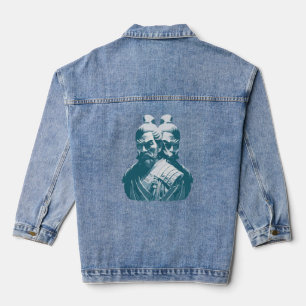 Zwei japanische Samurai-Statuen-Design Jeansjacke