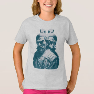 Zwei japanische Samurai Statuen Design T-Shirt