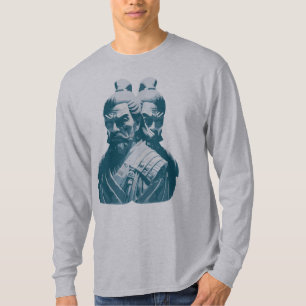 Zwei japanische Samurai-Statuen Design T-Shirt