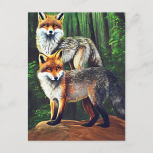 zwei junge Füchse Tierart Postkarte