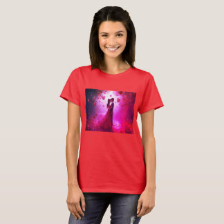Zwei junge Liebende tanzen am Valentinstag auf Rot T-Shirt