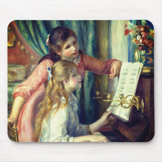 Zwei junge Mädchen am Klavier von Renoir: Mousepad (Vorne)