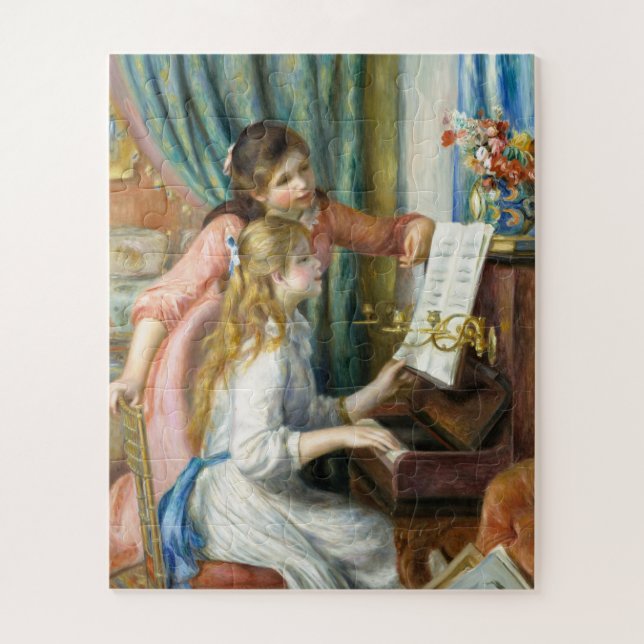 Zwei junge Mädchen am Piano von Auguste Renoir Art (Vertikal)