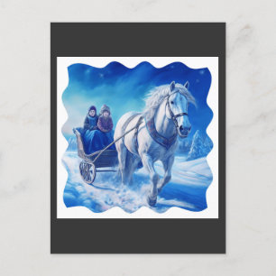 Zwei junge Mädchen auf einer schneebedeckten Schli Postkarte