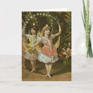 Zwei junge Mädchen führen Ballett durch Feiertagskarte