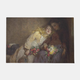 Zwei junge Mädchen kehren Zuhause zurück Fußmatte