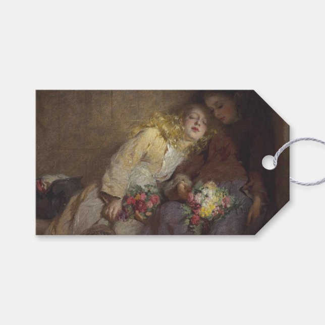 Zwei junge Mädchen kehren Zuhause zurück Geschenkanhänger (Vorderseite (Horizontal))